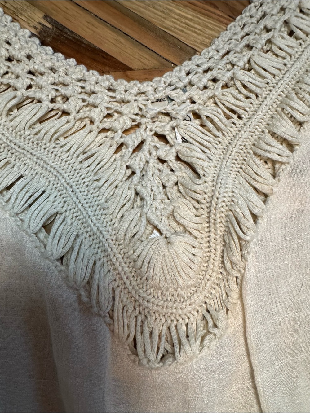 Andrée by Unit Cream Crochet-Trim Boho Poncho Top — One Size - Picture 3 of 6